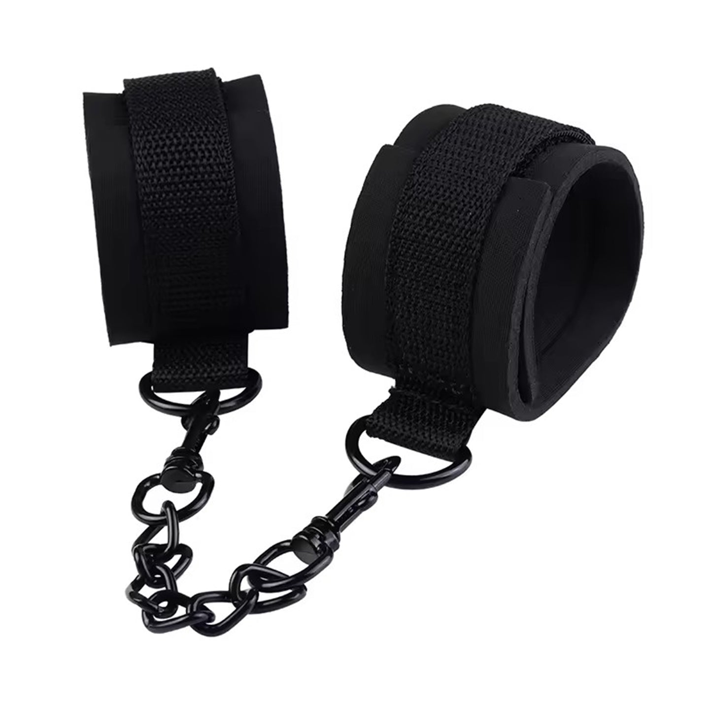 Catuse LovePlay™ BadGirl, BDSM din material textil, negre, ajustabile, cu prindere prin scai puternica - LovePlay