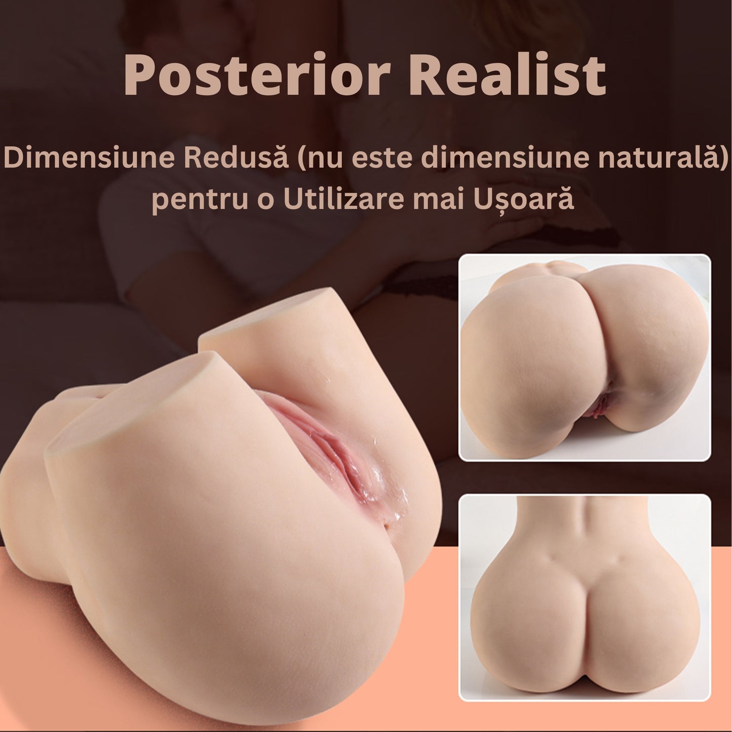Masturbator Ultra-Realist LovePlay™ MissHer, 2 canale: vaginal si anal ultra-realist, cu striatii interne 3D, din silicon premium non-toxic si elastic, coapse realiste, usor de curatat, rezistent la apa, dimensiuni 28 x 32 x 22 cm, greutate 9 kg - LovePlay