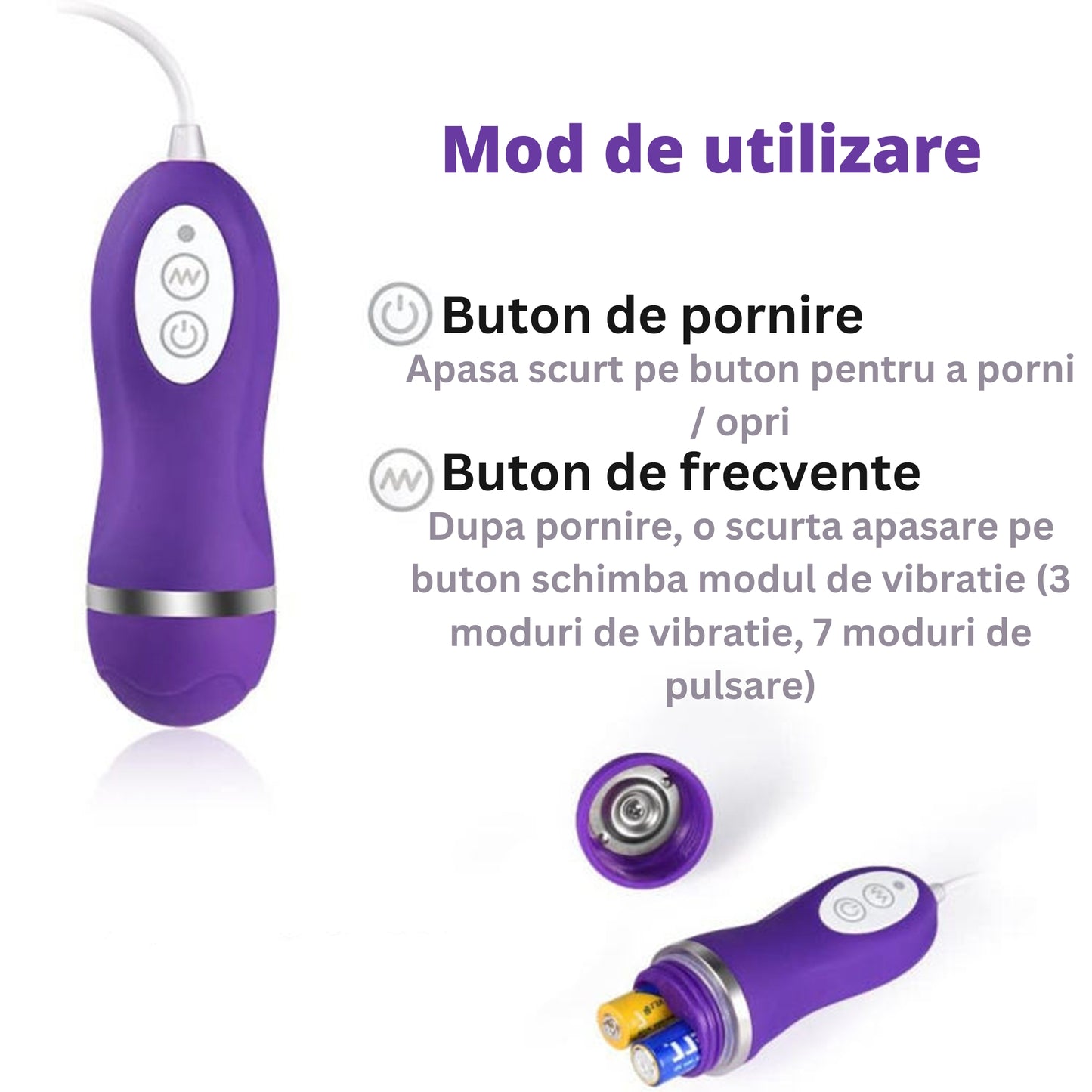 Vibrator LovePlay™ 2 in 1 NippleLove, cu clips pentru sfarcuri, stimularea clitorisului si a sanilor, silentios, 10 tipuri diferite de vibratie, rezistent la apa, control prin telecomanda, din silicon, mov