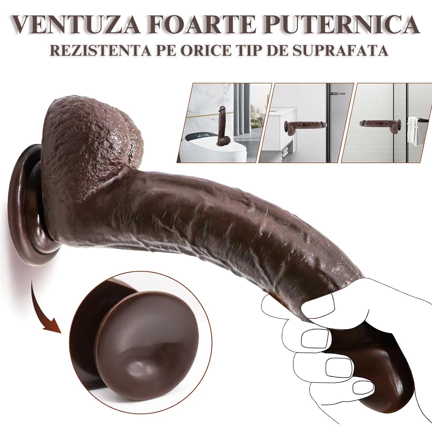 Dildo Ultra-Realistic Loveplay™️ BetterThanHim negru, cu vene proeminente, cu 10 frecvente diferite de vibratie, 7 frecvente diferite de penetrare, cu functie de incalzire pana la 42 de grade, lungime inserabila 16cm, rezistent la apa, din silicon,