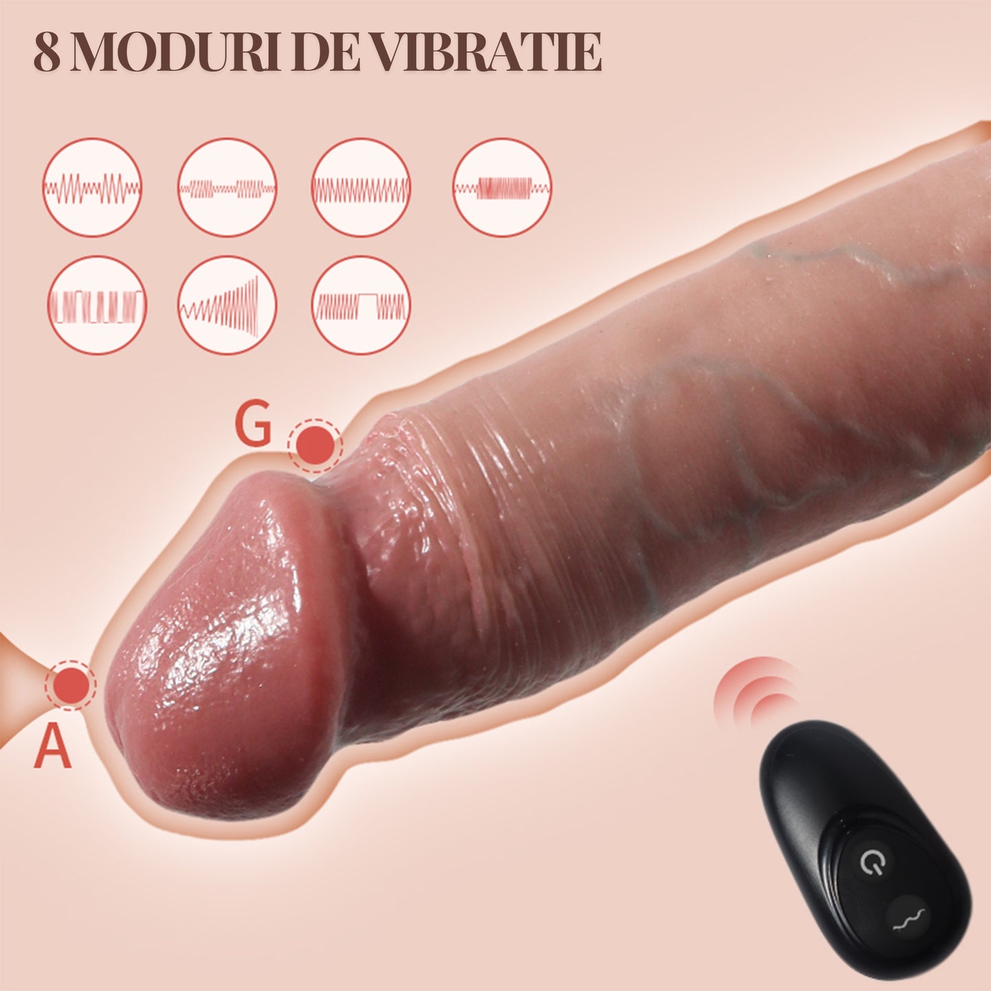 Manson penis LovePlay™ LongFriend cu vene proeminente, 10 moduri de vibratie, functie de alungire si ingrosare, control prin telecomanda, din silicon non-toxic, lungime inserabila de 18 cm, rezistent la apa, atasabil, diametru interior 4.5 cm, 173 g, - LovePlay