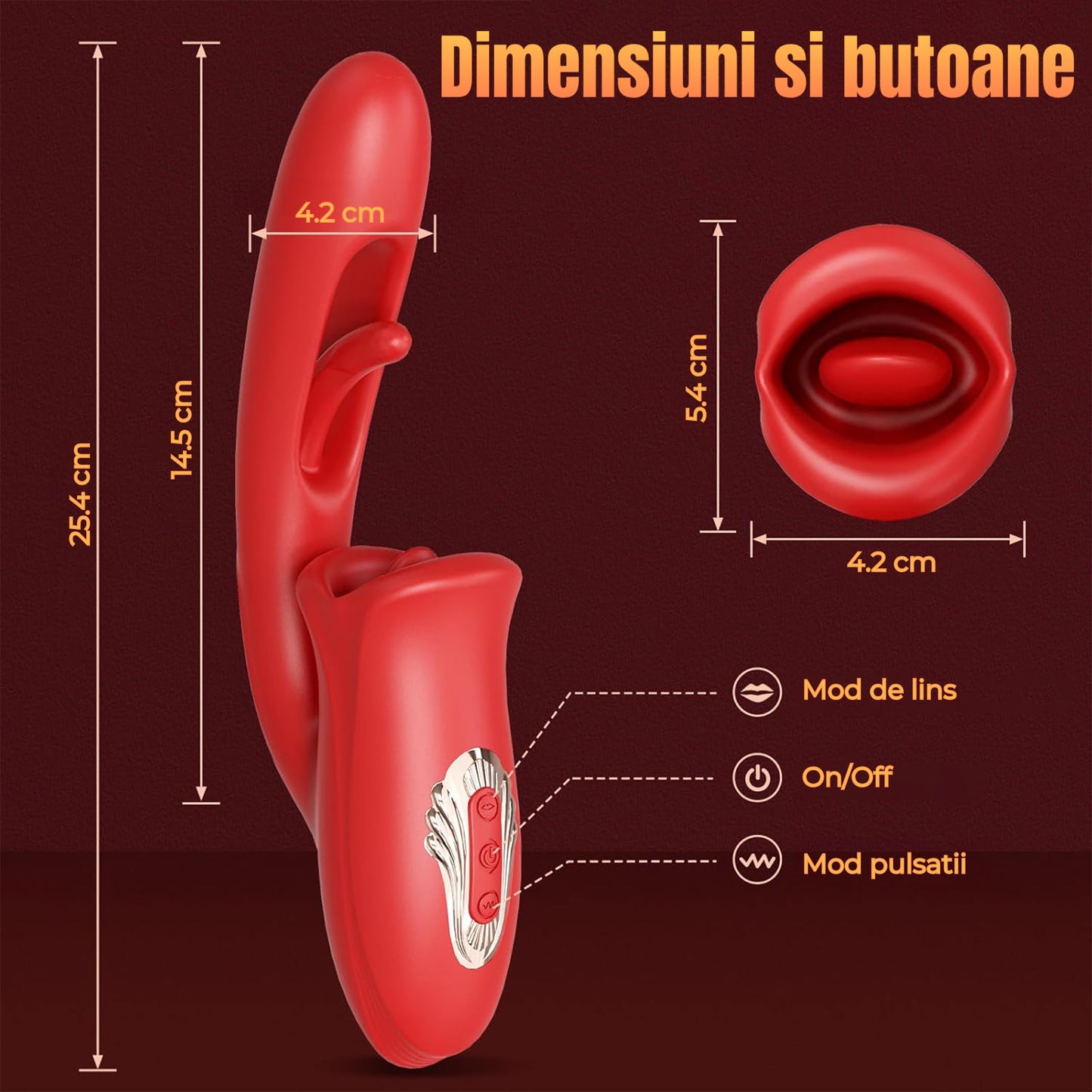 Vibrator inteligent LovePlay™ LickMe, cu limba flexibila si dildo, 9 moduri de lins, vibratie si pulsatie, control prin aplicatie, silicon lichid, rezistent la apa, pentru stimulare clitoridiana, anala si a sfarcurilor