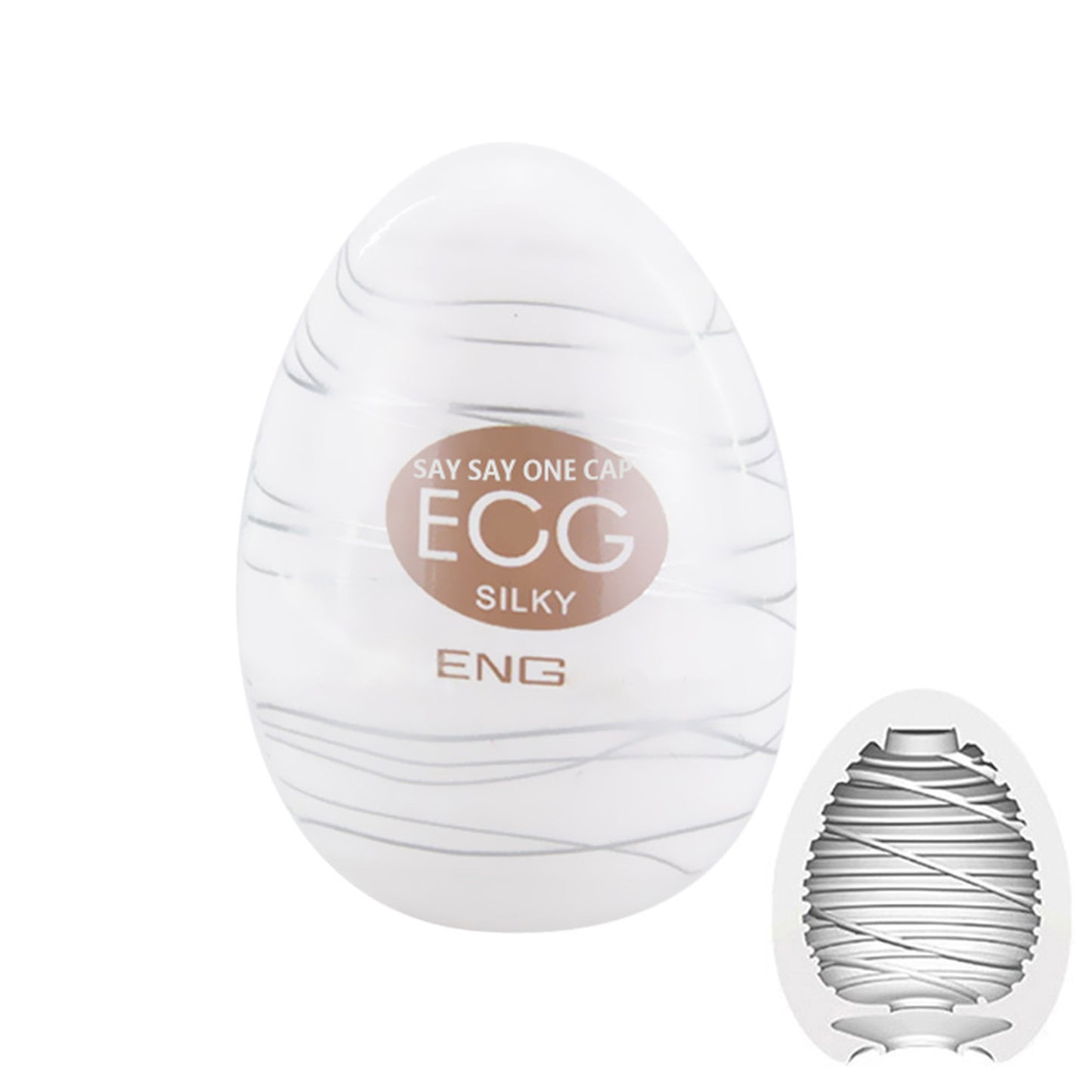 Masturbator tip vagin LovePlay™ Egg, cu textura matasoasa, portabil, din silicon, maro - LovePlay