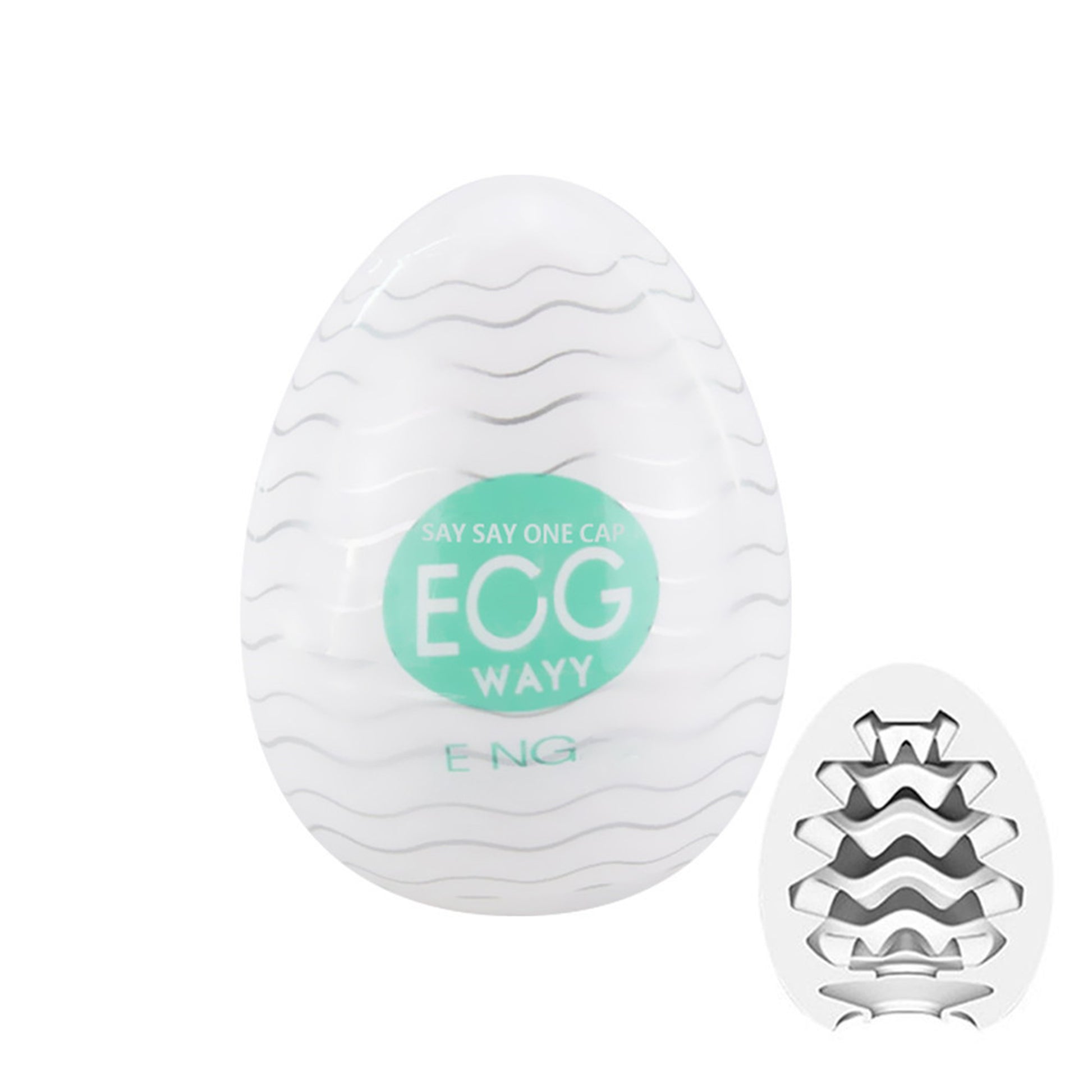 Masturbator tip vagin LovePlay™ Egg, cu textura de valuri, portabil, din silicon, turcoaz - LovePlay