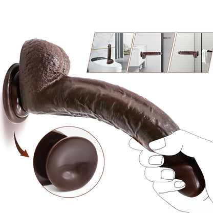 Dildo Ultra-Realistic Loveplay ClassicHim, lungime inserabila 19 cm, cu vene proeminente din silicon de inalta calitate, cu ventuza pentru fixare usoara, rezistent la apa, negru - LovePlay