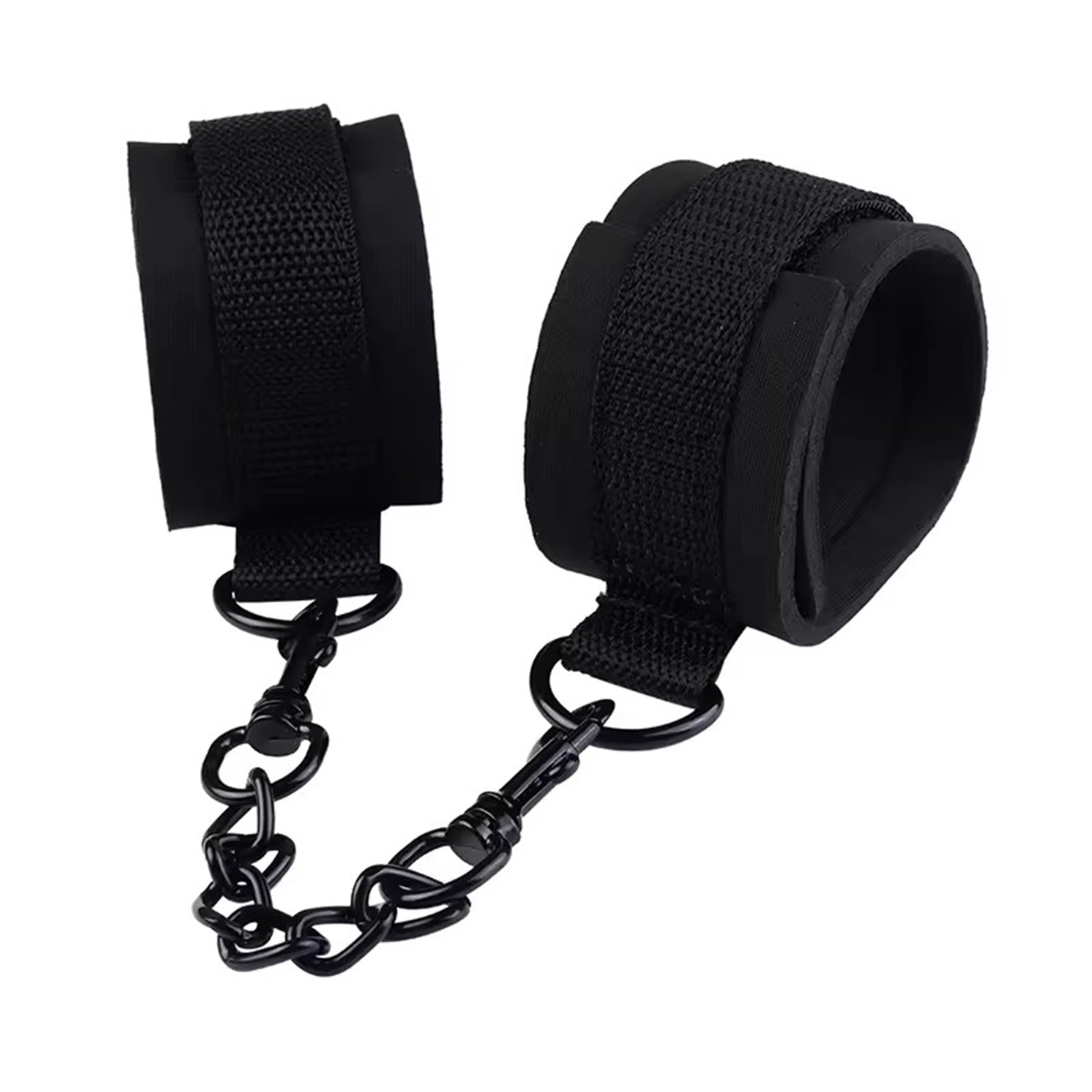 Catuse LovePlay™ BadGirl, BDSM din material textil, negre, ajustabile, cu prindere prin scai puternica - LovePlay