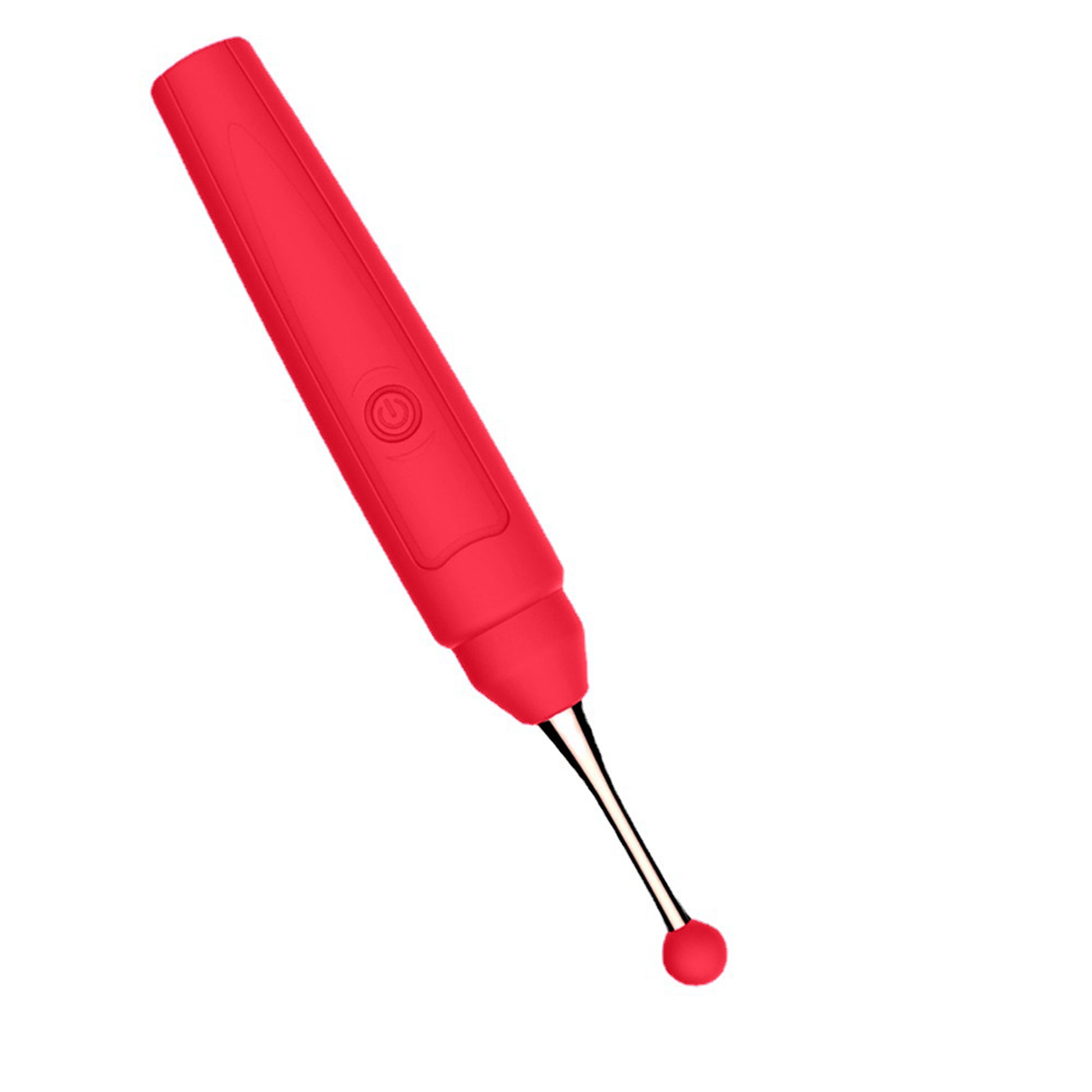 Vibrator LovePlay™ RedPen cu 10 moduri diferite de vibratie, sub forma de pix, cu 3 capuri diferite, diferite moduri de stimulare, rezistent la apa, incarcare USB, design discret, usor de curatat si transportat, 17.6 x 2.6cm, din silicon, rosu - LovePlay