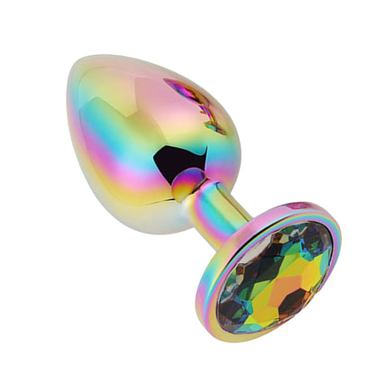 Dop anal LovePlay™ Chromatic, din aluminiu, design clasic, multicolor, diametru 27 mm, lungime 70 mm - LovePlay
