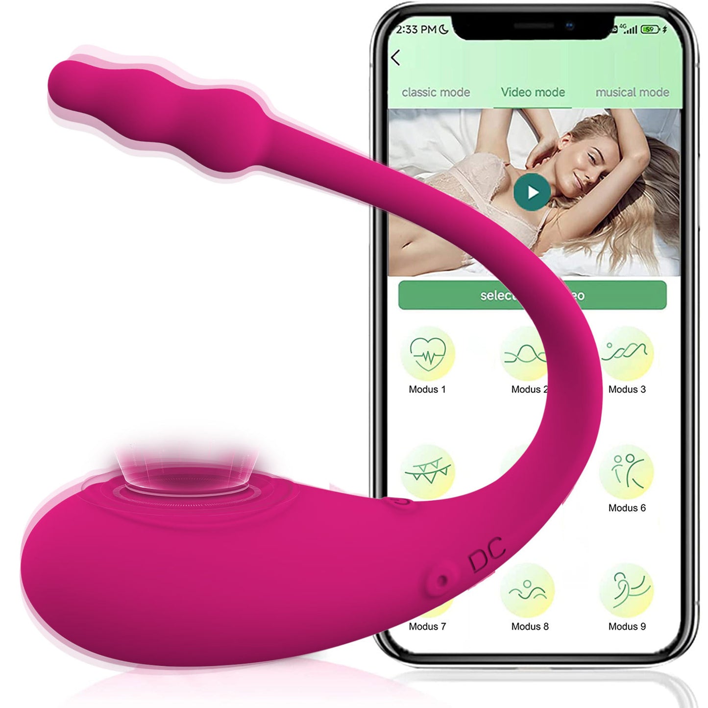 Vibrator LovePlay™ EggDelfin cu 9 tipuri de vibrare diferite, control de la distanta prin aplicatie, incarcare USB, rezistent la apa, stimulare vaginala si clitoridiana, design discret, ultra-silentios, din silicon, 3x9x1 cm - LovePlay