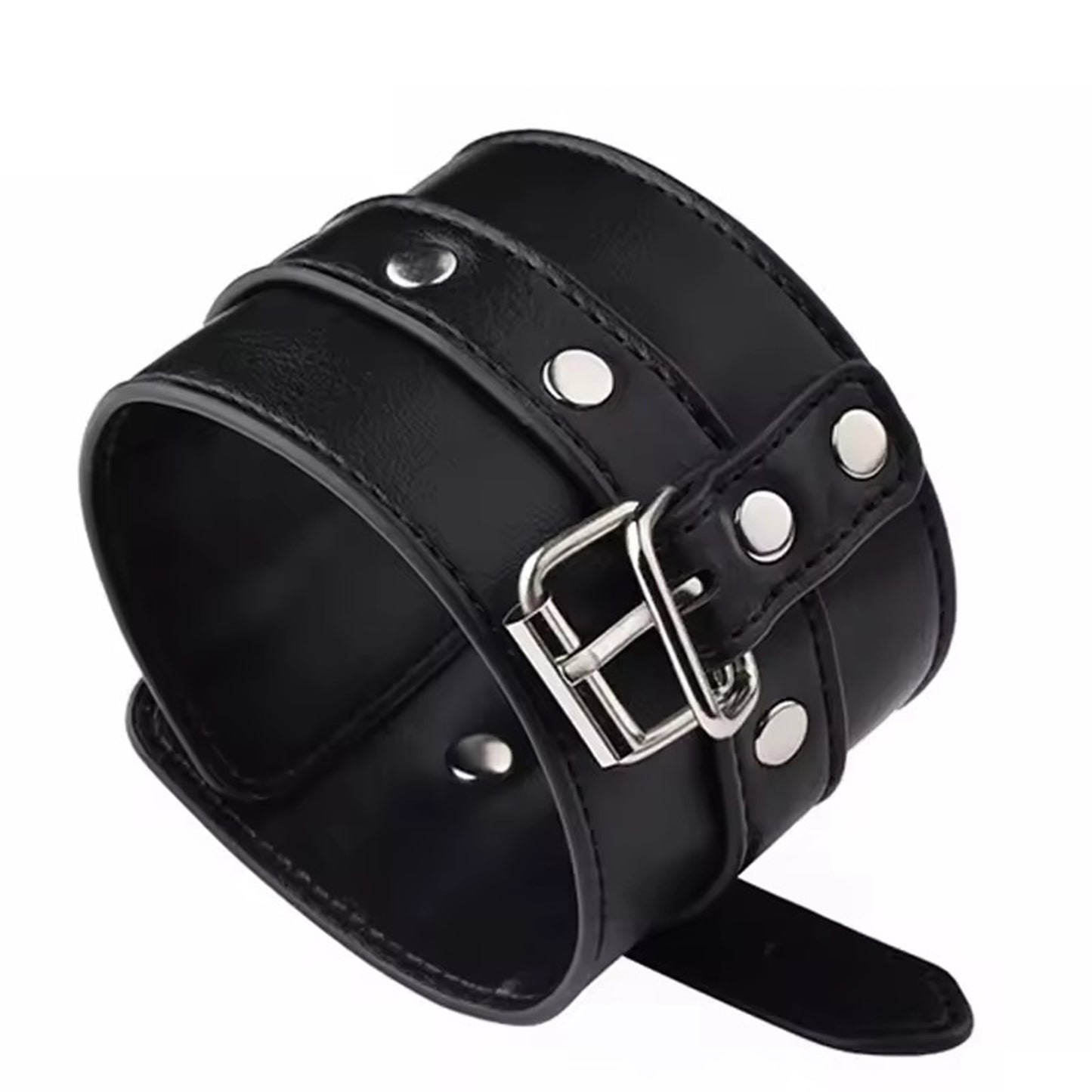 Catuse LovePlay™ BadGirl, BSDM, din piele ecologica, cu detalii argintii, ajustabile, cu doua prinderi prin curea, negre, 36.6 cm, 16.7 cm, 13.7 cm, 86 g - LovePlay