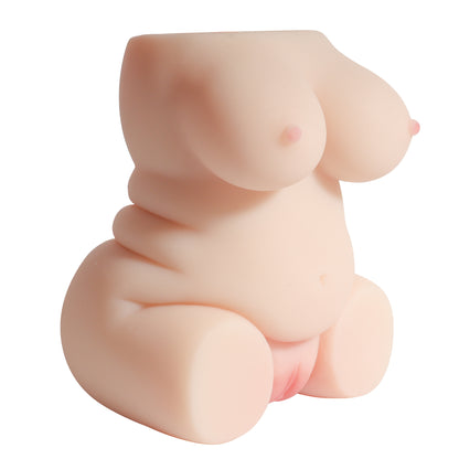 Masturbator doua canale LovePlay™ SexDoll plus size, ultra-realist, cu striatii 3D, din silicon premium non-toxic, design coapse anatomic, usor de curatat, din silicon elastic si rezistent la apa, 12 x 16 x 8 cm, 850 g
