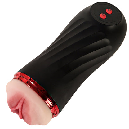 Fleshlight Masturbator LovePlay™ SecretHer, cu 10 Tipuri de Vibratie, cu Stimulare Orala si functie Deep Throat, Incarcare prin USB, Rezistent la apa, Negru, din Silicon, Capacitate Baterie de peste o ora - LovePlay