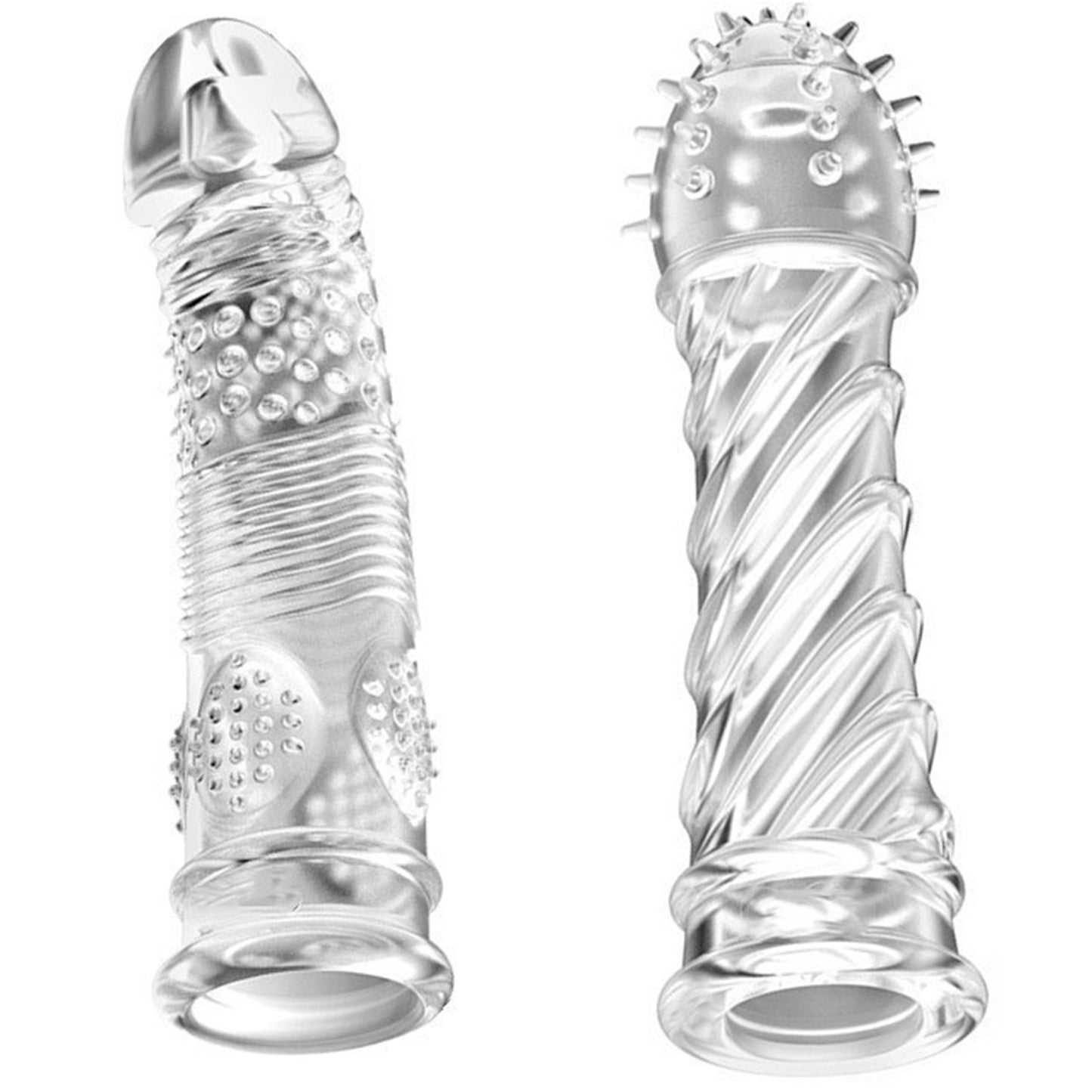 Set 2 Prezervative tip Manson LovePlay™ reutilizabile, cu efect de marire, cu striatii, din silicon premium, usor de curatat, 100g - LovePlay