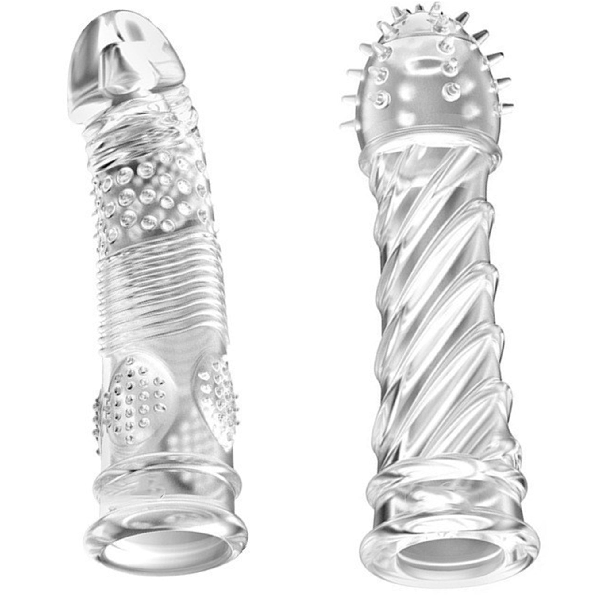 Set 2 Prezervative tip Manson LovePlay™ reutilizabile, cu efect de marire, cu striatii, din silicon premium, usor de curatat, 100g - LovePlay