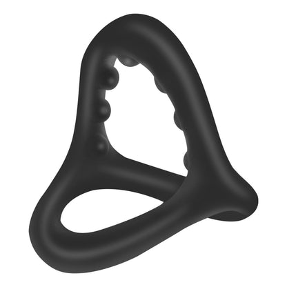 Inel pentru penis LovePlay™ 3 in 1 Late, BDSM, cu efect de intarziere a ejacularii, placere dubla si stimularea ambilor parteneri, pentru cupluri, din silicon, negru, moale, usor de folosit, rezistent la apa, 8 g - LovePlay