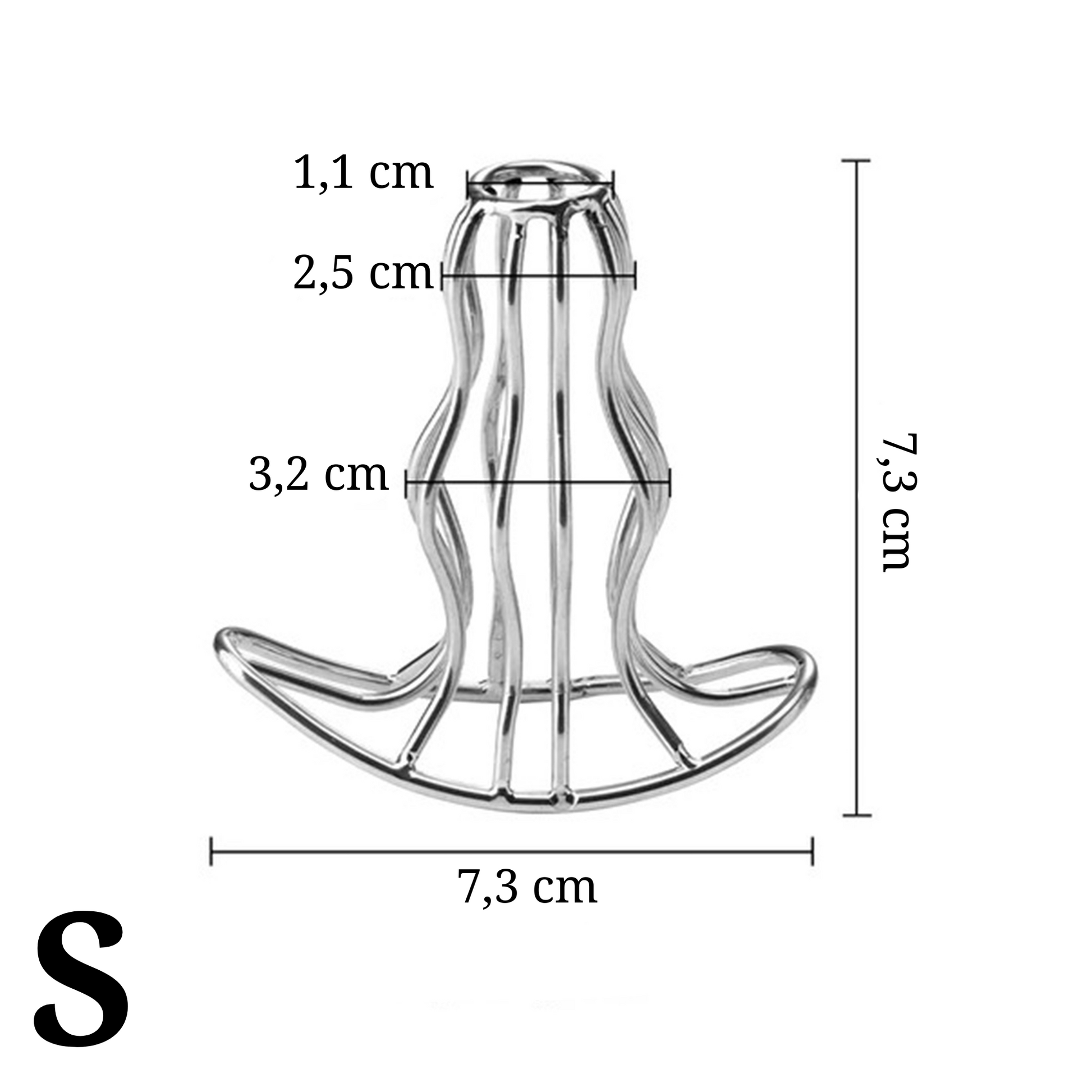 Dop anal LovePlay Hollow, din otel inoxidabil, gol in interior, cu forme reliefate pentru placere intensa, argintiu, lungime 70 mm, diametru 45 mm - LovePlay