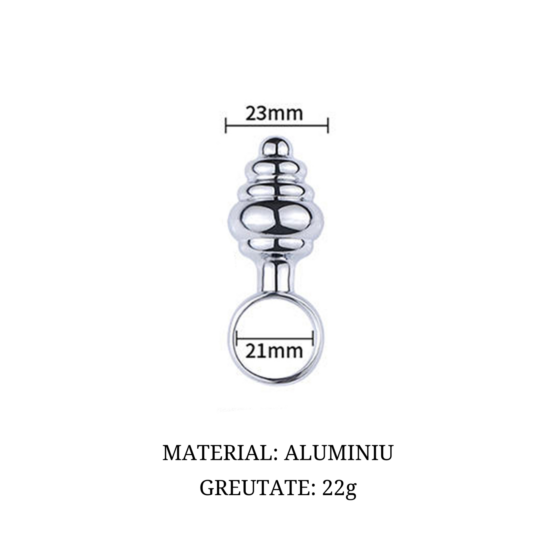 Dop anal Loveplay™ Waves, cu striatii si inel, din otel inoxidabil, argintiu, diametru 23 mm - LovePlay