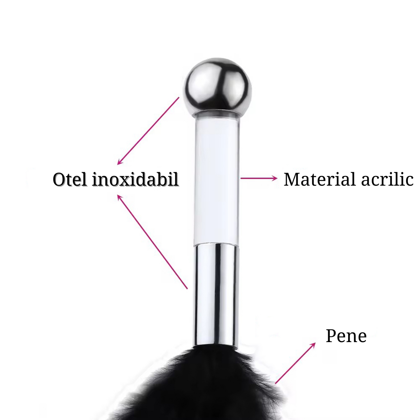 Pana naturala fina LovePlay™ Teasing, pentru jocuri de cuplu, BDSM, design simplu, negru - LovePlay