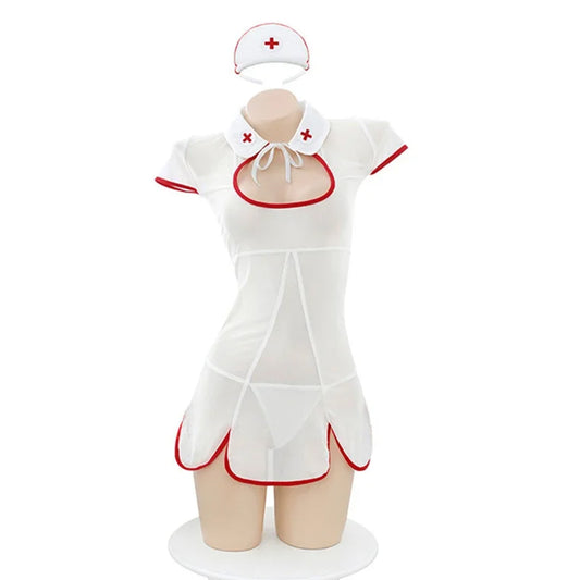 Costum Sexy de Asistentă cu Mărime Universală: Albul Pur, Detalii Senzuale și Design Adaptabil - LovePlay