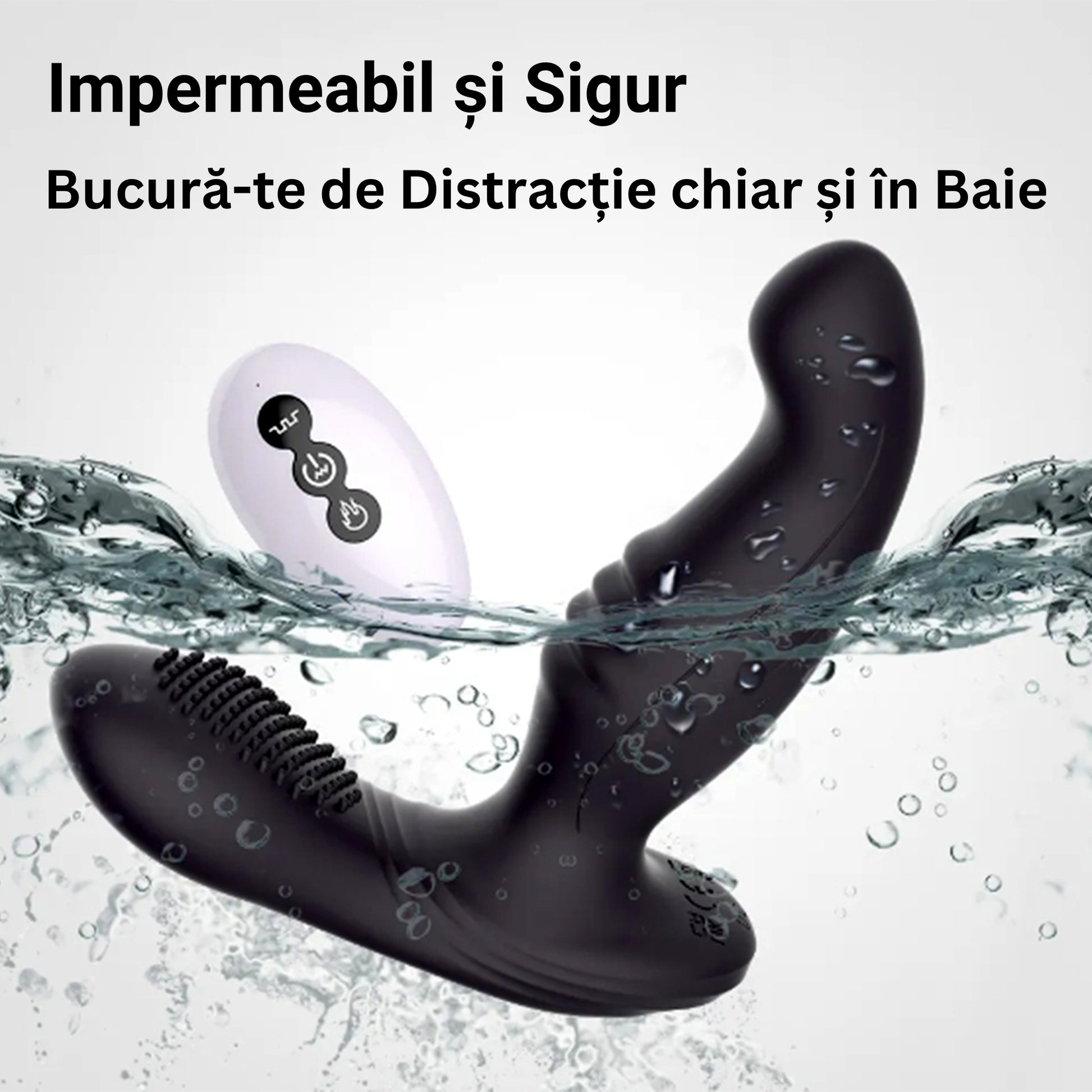 Vibrator LovePlay™ BlackDragon, cu 7 tipuri de vibratii puternice, anal, stimulare dubla, functie de incalzire, incarcare USB, control prin telecomanda wireless de la 10 m, rezistent la apa, silentios, din silicon, negru, 12 x 13, 5 x 4 cm - LovePlay