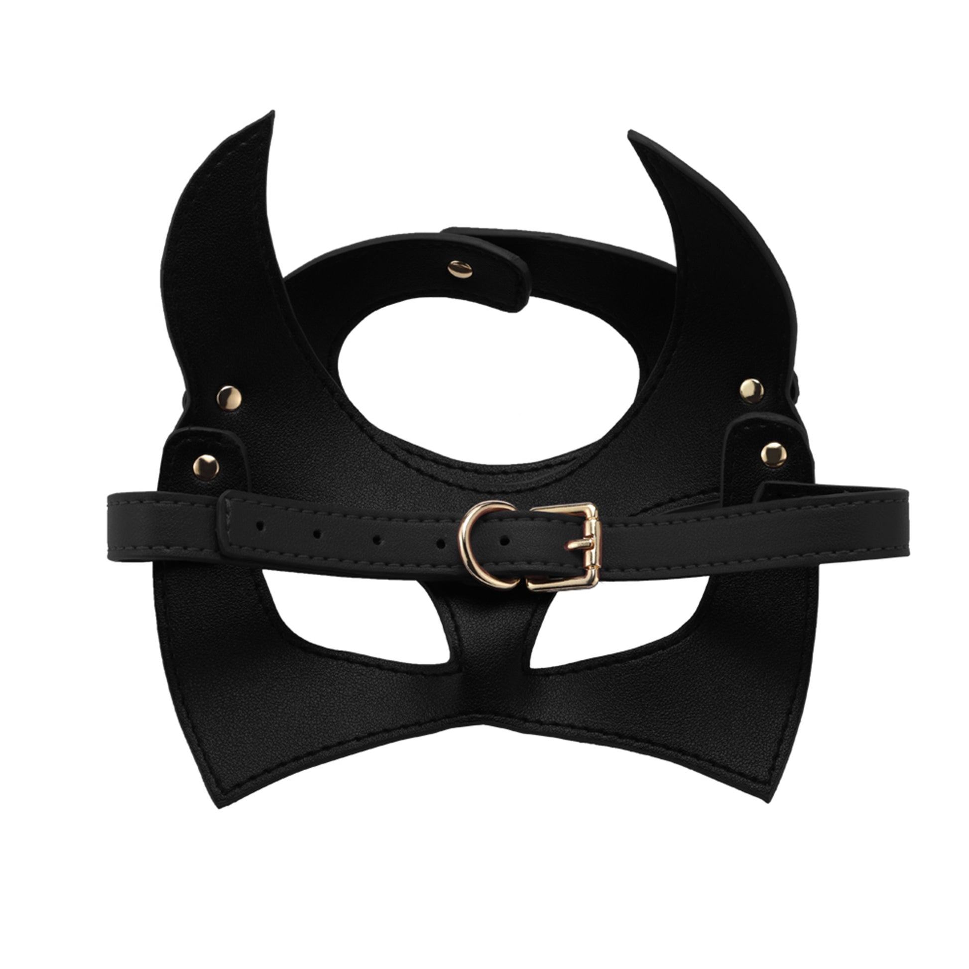 Set Complet de Accesorii BDSM, format din masca, lesa, zgarda din piele ecologica, catuse de maini si picioare, din piele ecologica, culoare negru - LovePlay