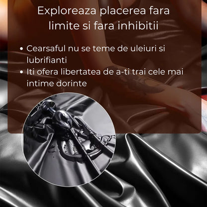 Cearsaf impermeabil LovePlay™ SquirtProof, din silicon ingrosat, rezistent la apa, ulei, menstruatie si ceara topita, 2.2 x 2 m, negru, potrivit pentru paturi de 1.8 x 2 m - LovePlay