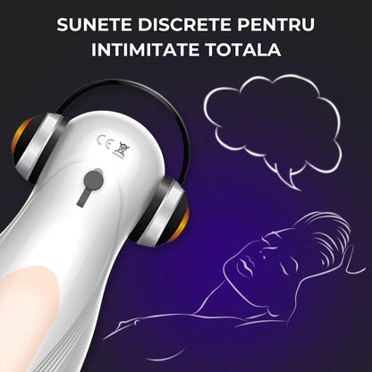 Masturbator LovePlay™ ModernHer, 10 moduri diferite de vibratie puternice, 3 tipuri de suctie, efect de masaj, cu sunete de placere, din silicon premium si sigur, moale, rezistent la apa, incarcare USB, design discret, lungime inserabila 15 cm - LovePlay