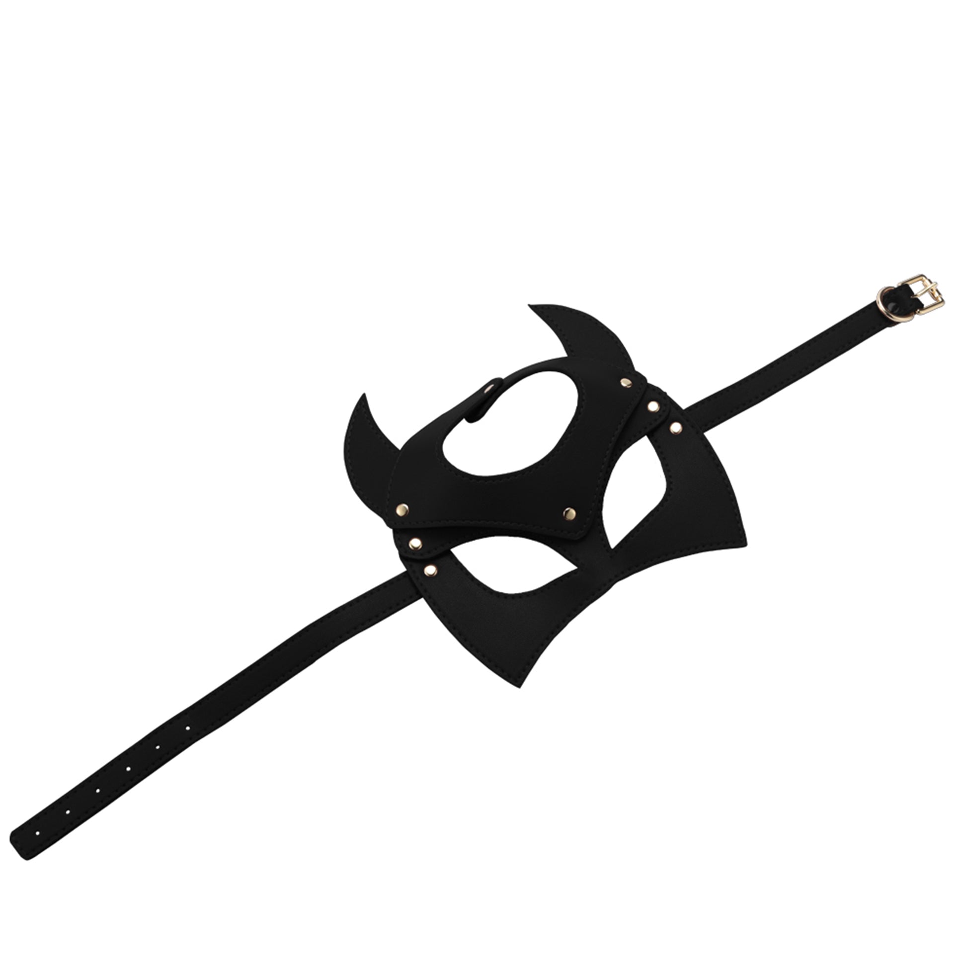 Set Complet de Accesorii BDSM, format din masca, lesa, zgarda din piele ecologica, catuse de maini si picioare, din piele ecologica, culoare negru - LovePlay