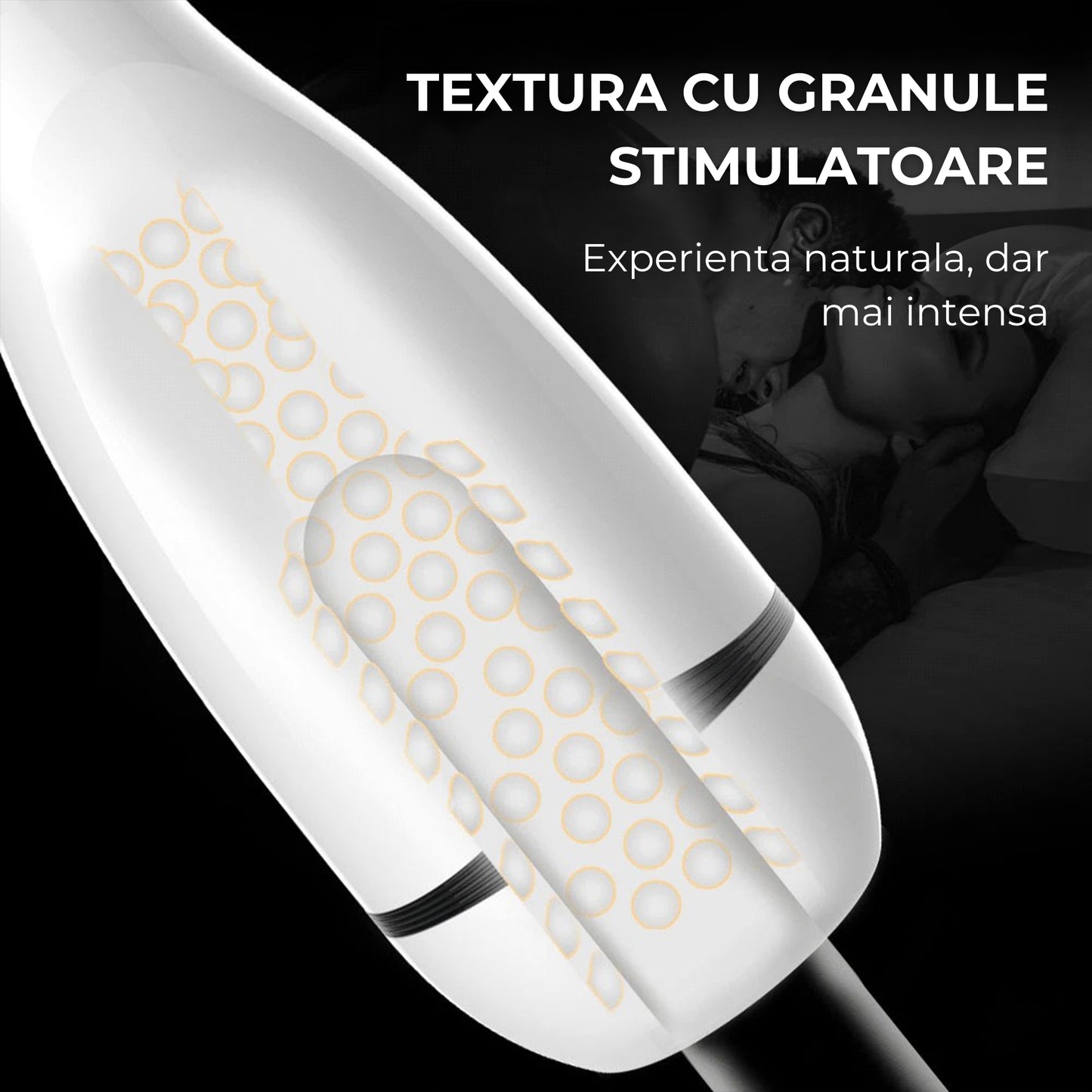 Masturbator LovePlay™ ModernHer, 10 moduri diferite de vibratie puternice, 3 tipuri de suctie, efect de masaj, cu sunete de placere, din silicon premium si sigur, moale, rezistent la apa, incarcare USB, design discret, lungime inserabila 15 cm - LovePlay