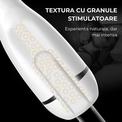 Masturbator LovePlay™ ModernHer, 10 moduri diferite de vibratie puternice, 3 tipuri de suctie, efect de masaj, cu sunete de placere, din silicon premium si sigur, moale, rezistent la apa, incarcare USB, design discret, lungime inserabila 15 cm - LovePlay