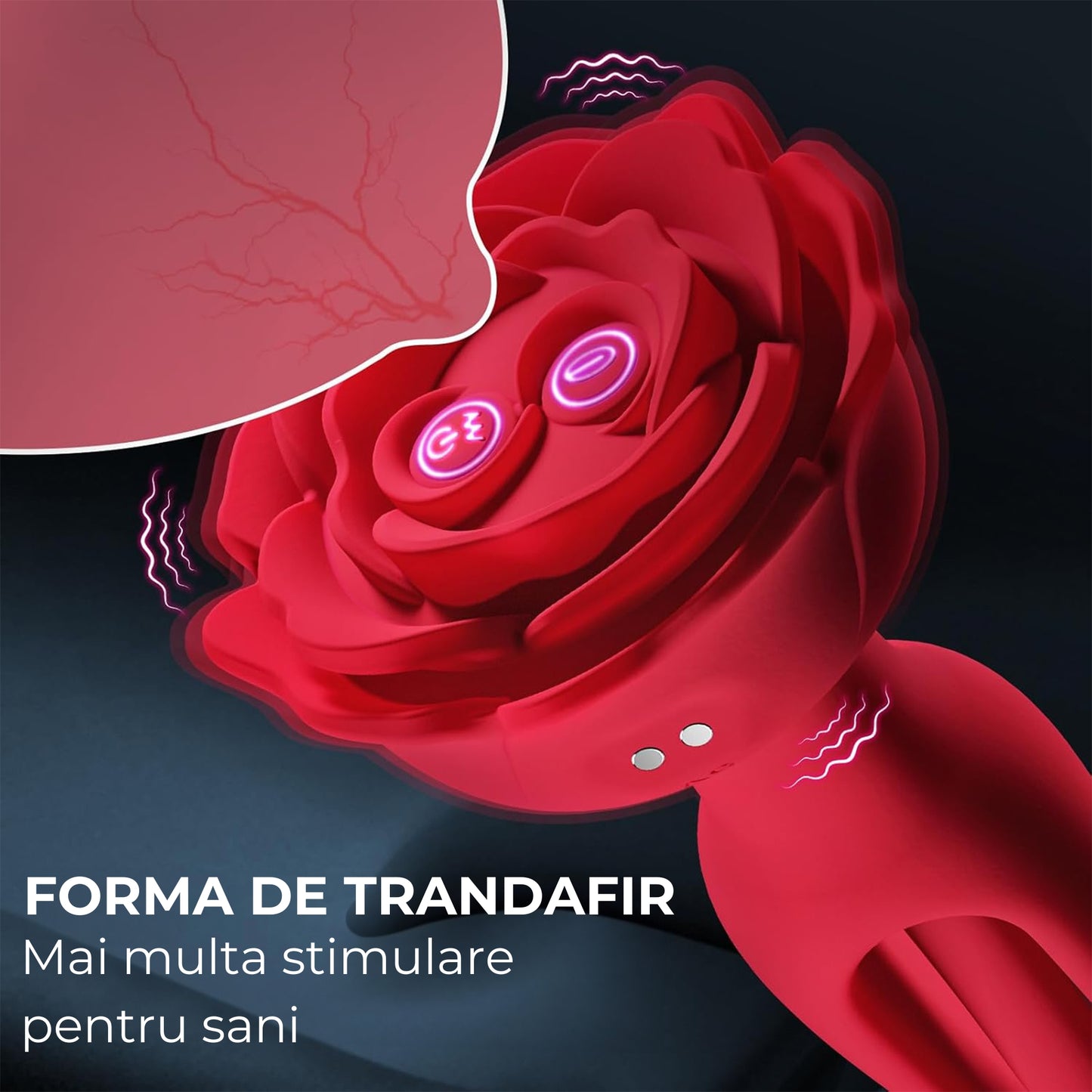 Vibrator 2in1 LovePlay™ AnalRose, cu 9 moduri de vibratie diferite, cu 9 moduri de pulsatie, pentru stimularea punctului G, control de la distanta prin telecomanda, incarcare magnetica USB, silentios, design discret - LovePlay