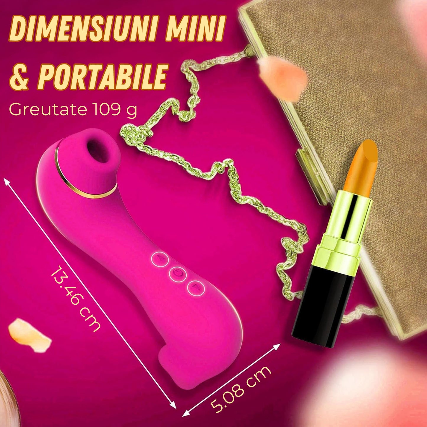 Vibrator 2in1 LovePlay ™ portabil, cu 10 moduri diferite de vibratie, functie de stimulare orala, efect suctie, silentios, din silicon, rezistent la apa, incarcare USB - LovePlay