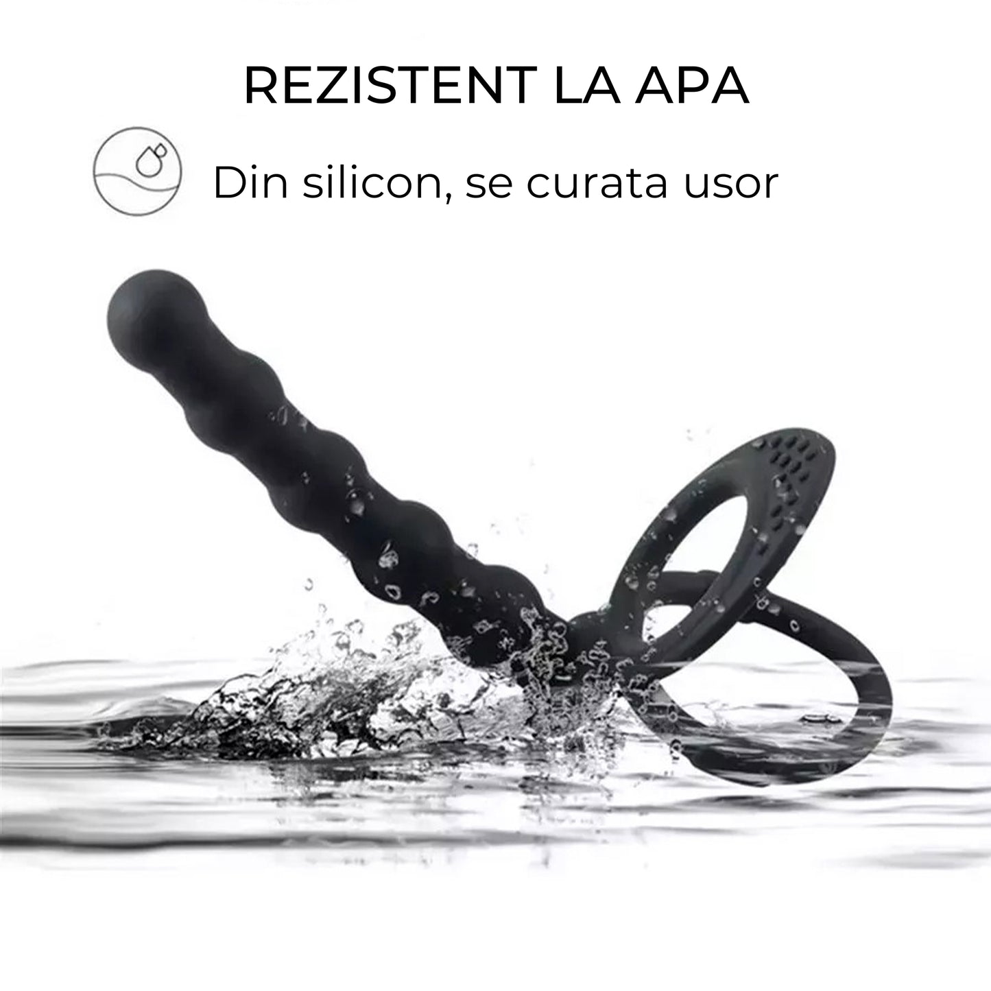 Strap on Dildo LovePlay™ DoubleD, cu inele de prindere si striatii sferice, pentru masaj punct G sau penetrare anala, din silicon non-toxic - LovePlay
