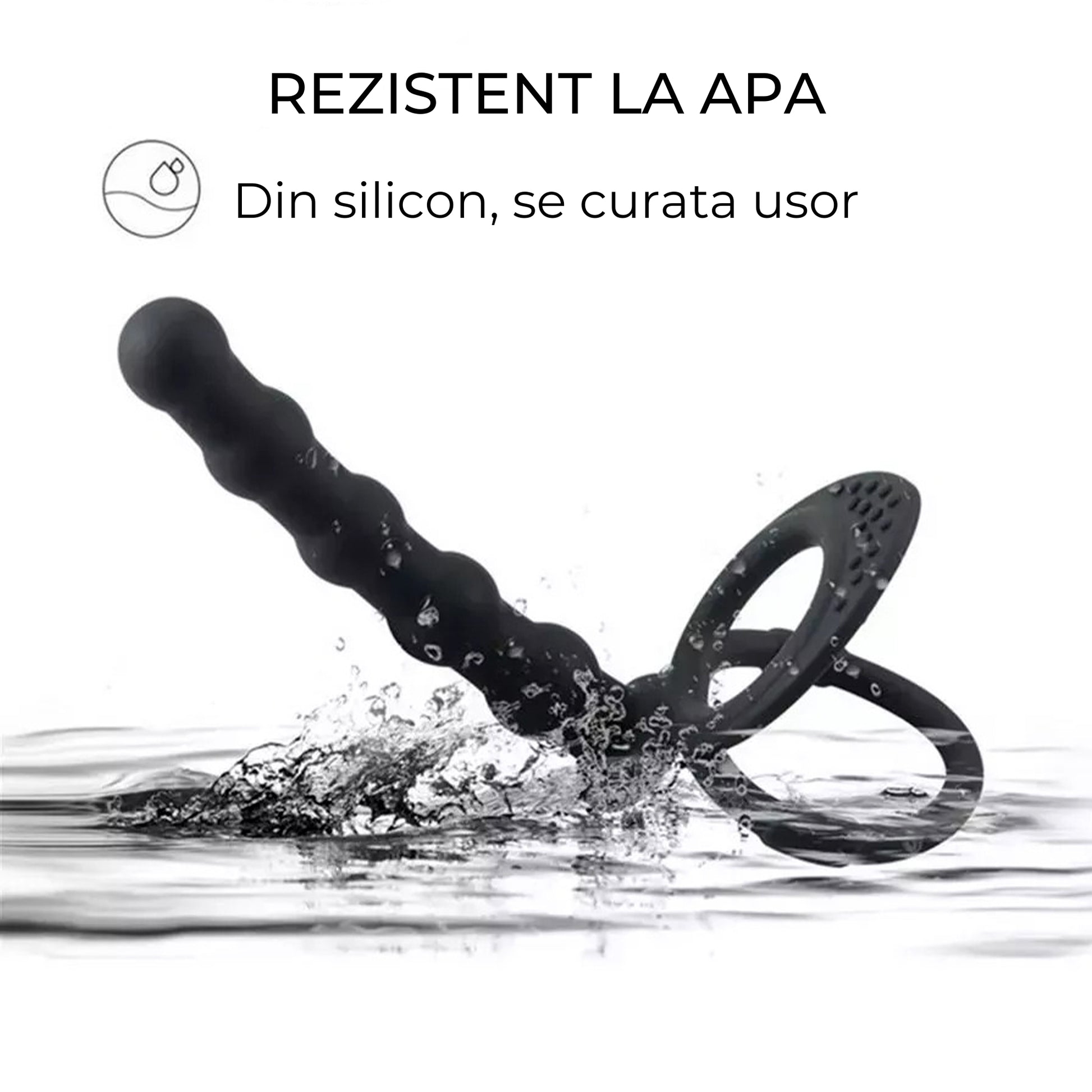Strap on Dildo LovePlay™ DoubleD, cu inele de prindere si striatii sferice, pentru masaj punct G sau penetrare anala, din silicon non-toxic - LovePlay