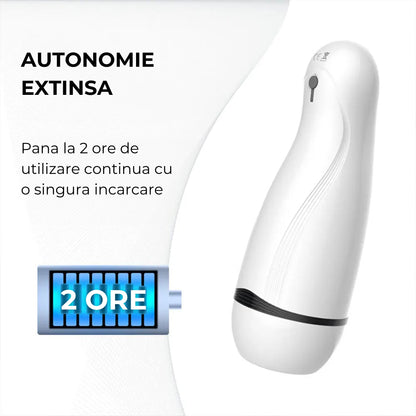 Masturbator LovePlay™ ModernHer, 10 moduri diferite de vibratie puternice, 3 tipuri de suctie, efect de masaj, cu sunete de placere, din silicon premium si sigur, moale, rezistent la apa, incarcare USB, design discret, lungime inserabila 15 cm - LovePlay