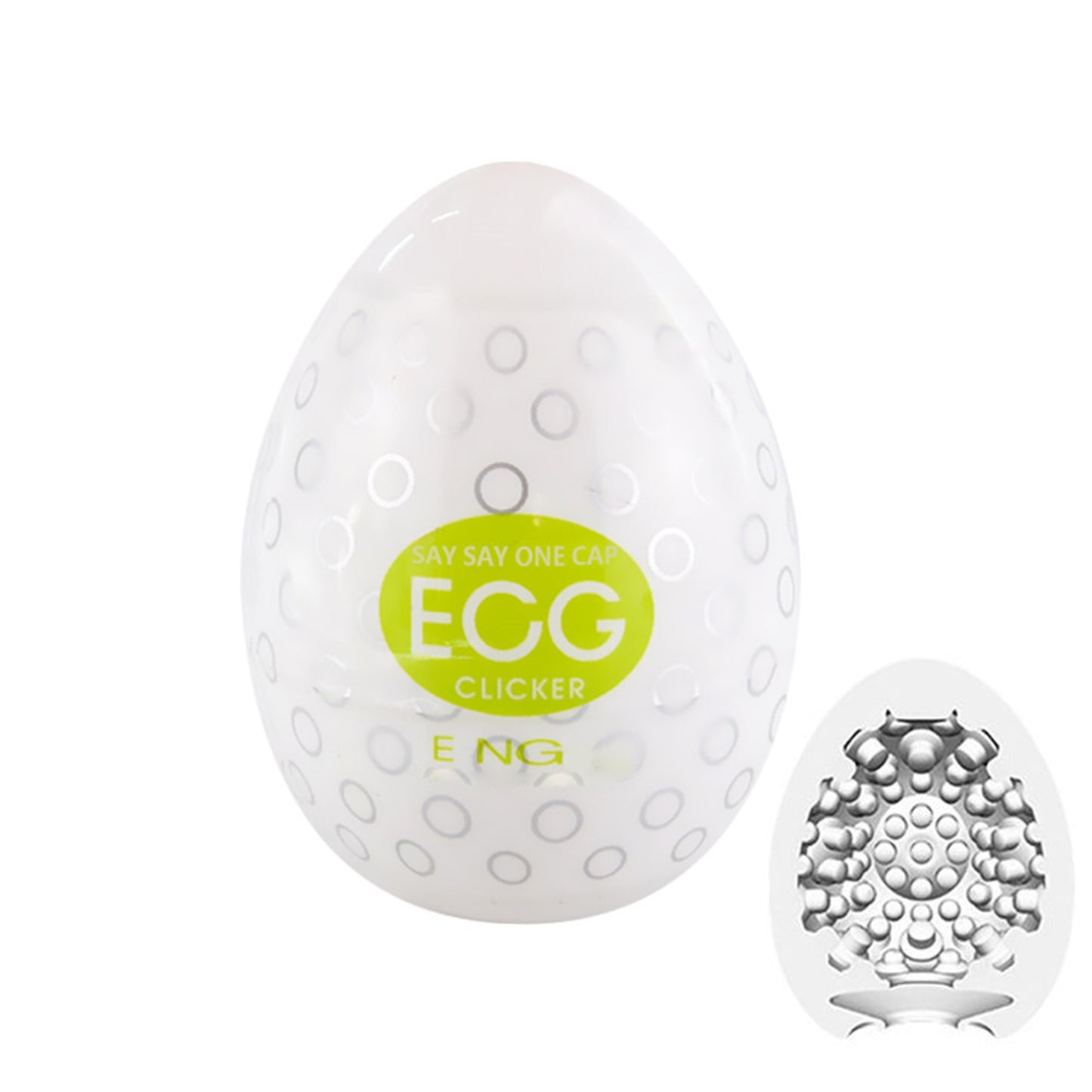 Masturbator tip vagin LovePlay™ Egg, cu textura de striatii sferice, portabil, din silicon, verde neon - LovePlay