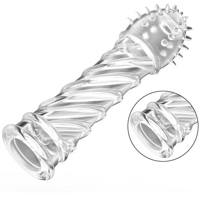 Set 2 Prezervative tip Manson LovePlay™ reutilizabile, cu efect de marire, cu striatii, din silicon premium, usor de curatat, 100g - LovePlay