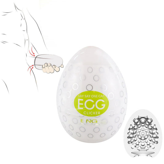 Masturbator tip vagin LovePlay™ Egg, cu textura de striatii sferice, portabil, din silicon, verde neon - LovePlay
