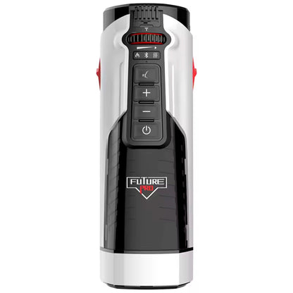 Masturbator Automat LovePlay™ FuturePro, 10 Viteze, 10 Moduri de Suctiune, Incalzire 360° cu Aer Cald 40°C, Piston Dual cu Volante, Miscare Telescopica Reglabila 2–12 cm, Silicon Premium, Alb - LovePlay