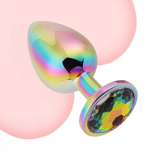 Dop anal LovePlay™ Chromatic, din aluminiu, design clasic, multicolor, diametru 27 mm, lungime 70 mm