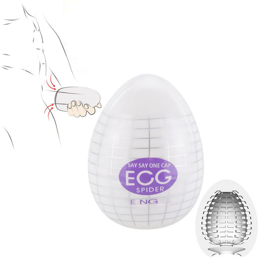 Masturbator tip vagin LovePlay™ Egg, cu textura de panza de paianjen, cu numeroase proeminente, portabil, din silicon, mov, de unica folosinta - LovePlay