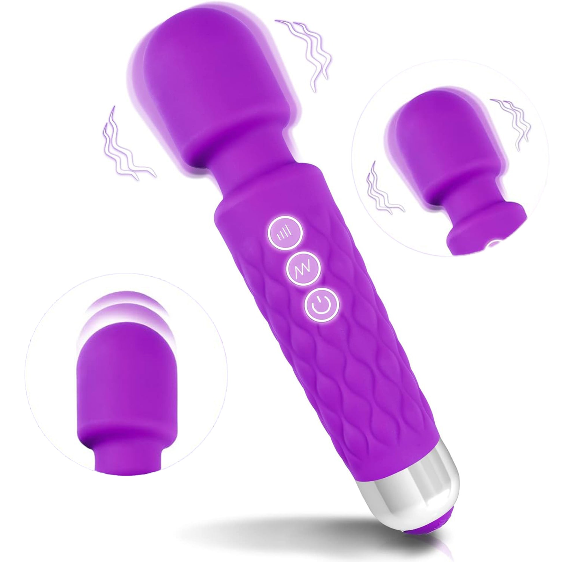 Vibrator LovePlay™ 20Pleasures, cu 20 de viteze, 10 feluri de vibratie diferite, functie de masaj, rezistent la apa, silentios, incarcare USB, usor de folosit si curatat, din silicon, mov, 25 cm, 161 g - LovePlay