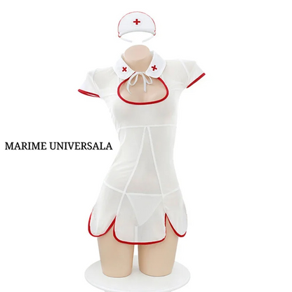 Costum Sexy de Asistentă cu Mărime Universală: Albul Pur, Detalii Senzuale și Design Adaptabil - LovePlay