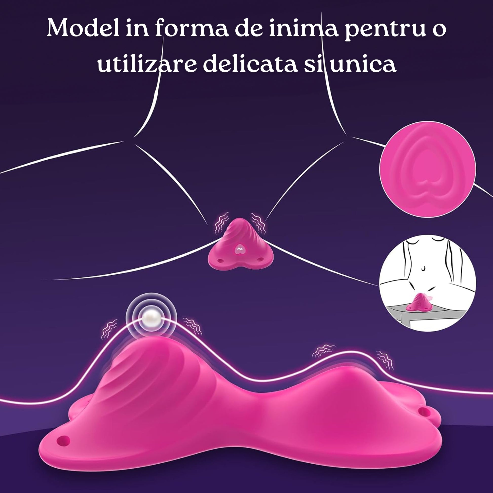 Vibrator LovePlay™ PantyJoy, cu 9 moduri de vibratie prin telecomanda, 9 moduri de vibratie prin aplicatie, dublu motor, design purtabil, pentru stimulare clitoridiana si vaginala, din silicon moale, impermeabil, cu incarcare magnetica USB, roz - LovePlay