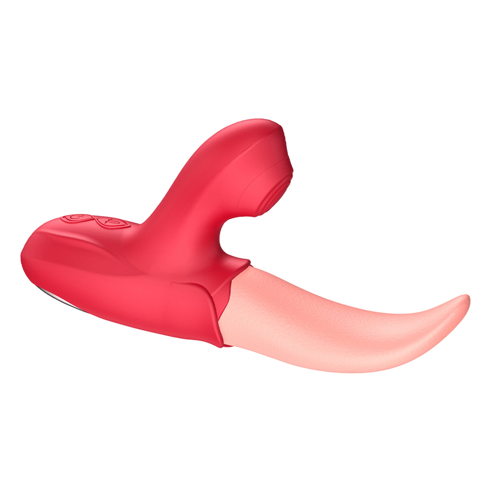 Vibrator Dual LovePlay LickMe, 10 moduri de vibratie, cu stimulare clitoridiana si penetrare ce imita miscarea limbii, pentru punctele A, G, U, C, rezistent la apa, silicon non-toxic, rosu - LovePlay