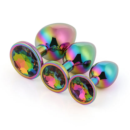 Dop anal LovePlay™ Chromatic, din aluminiu, design clasic, multicolor, diametru 27 mm, lungime 70 mm - LovePlay