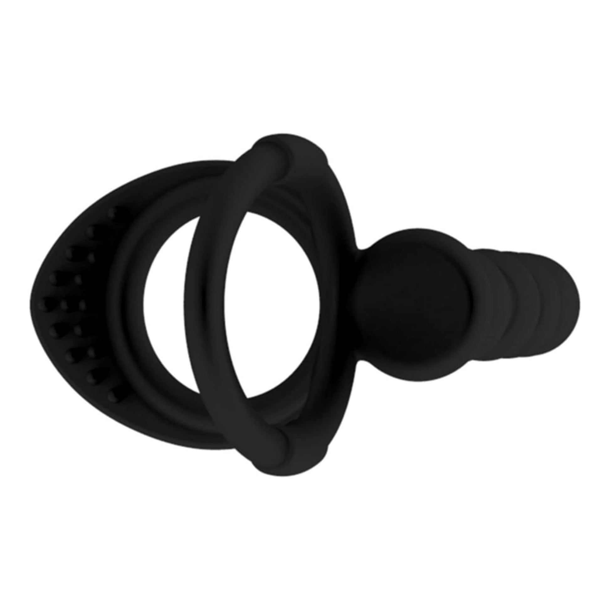 Strap on Dildo LovePlay™ DoubleD, cu inele de prindere si striatii sferice, pentru masaj punct G sau penetrare anala, din silicon non-toxic - LovePlay