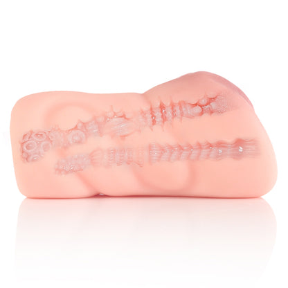 Masturbator LovePlay™ MissHer, ultra-realist, canal vaginal si anal, cu 10 tipuri de vibratie, efect de suctie si stimulare orala canal cu striatii 3D, din silicon premium non-toxic, design anatomic, usor de curatat, rezistent la apa, greutate 700g - LovePlay