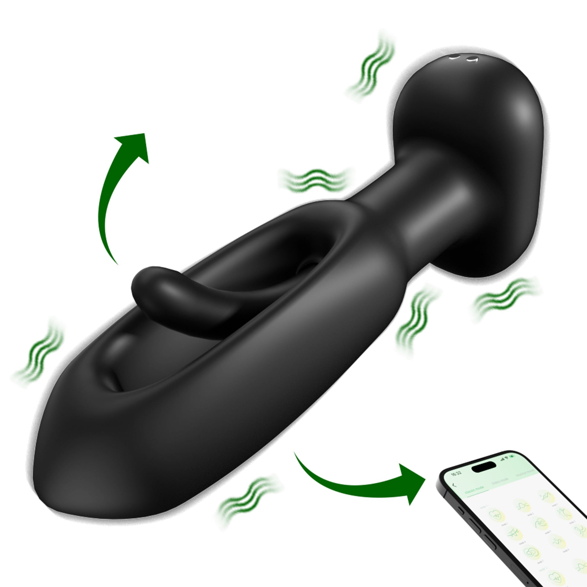 Vibrator LovePlay™ Anal Butt Plug, cu 9 moduri diferite de tapping, silentios, incarcare USB, design discret, din silicon, 14x2.5x8.5 cm - LovePlay