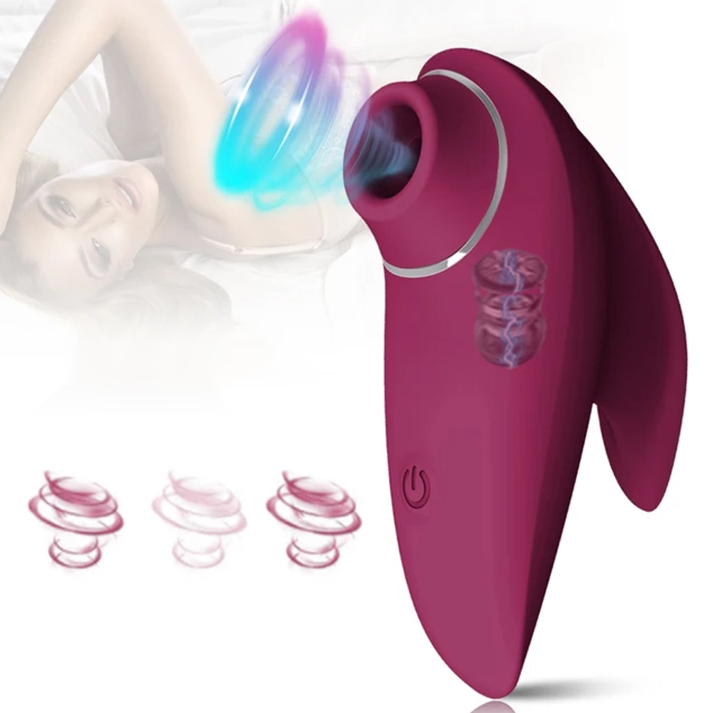 Vibrator 2 in 1  din silicon LovePlay™ Dual Pleasure, pentru femei, rezistent la apa, discret si usor de curatat, pentru stimularea clitoridiana si a sanilor, cu functie de suctiune, mov